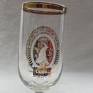 Vintage COORS BEER BEVERAGE STEMMED GLASS WITH GOLD LOGO